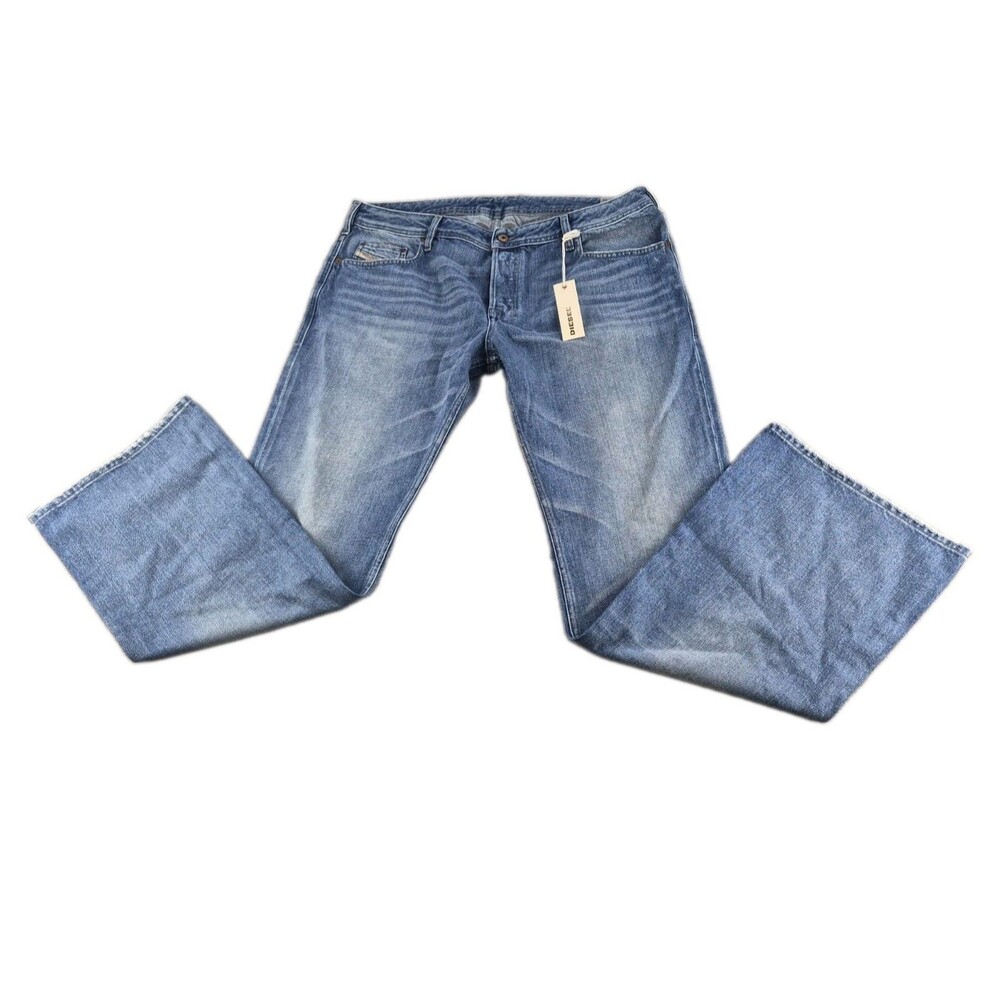 Diesel Zathan Jeans Men Sz 38x32 (40"Wx33"L) Blue Bootcut Button Fly Distressed